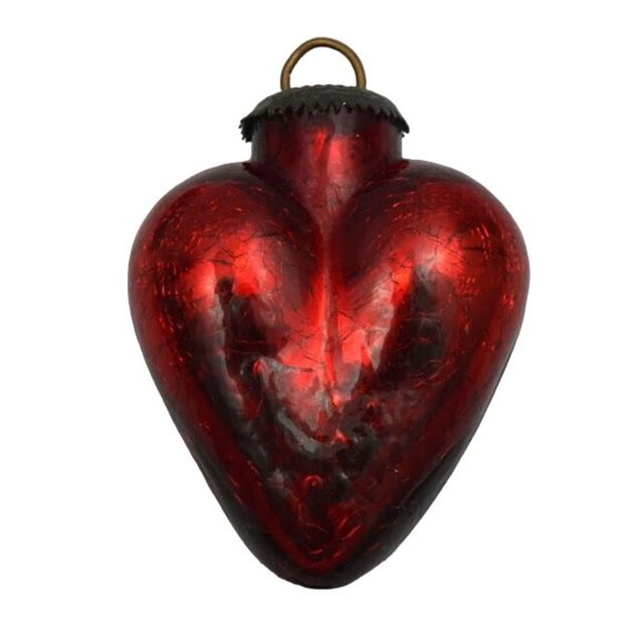 Vintage Kugel Glass Christmas Ornaments Set of 9 Heart Stars Balls Oval Drop - Picture 6 of 9